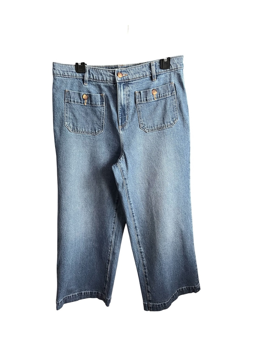 LOFT Dark Blue Denim wide leg crop Jeans